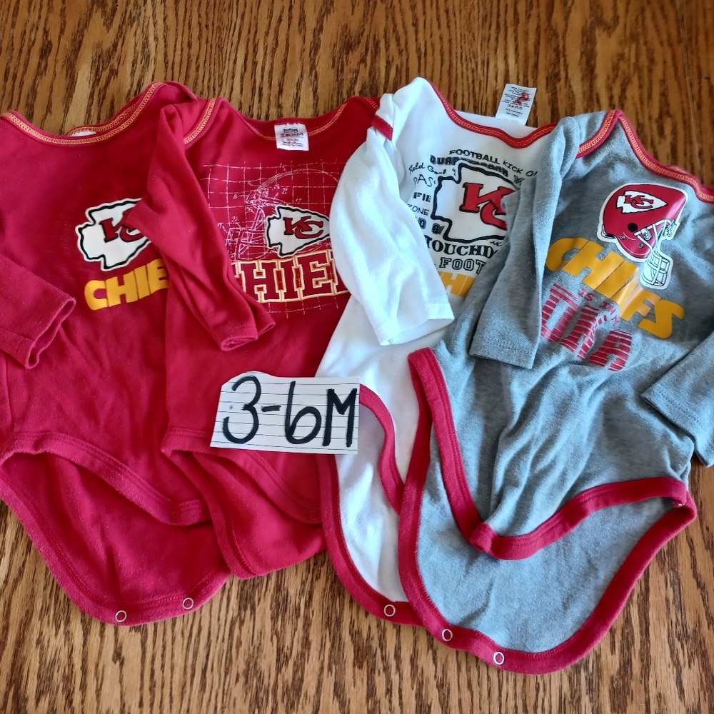 Bundle of four Kansas City Chiefs Onesies size 3-6M